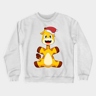 Giraffe Christmas Santa hat Crewneck Sweatshirt